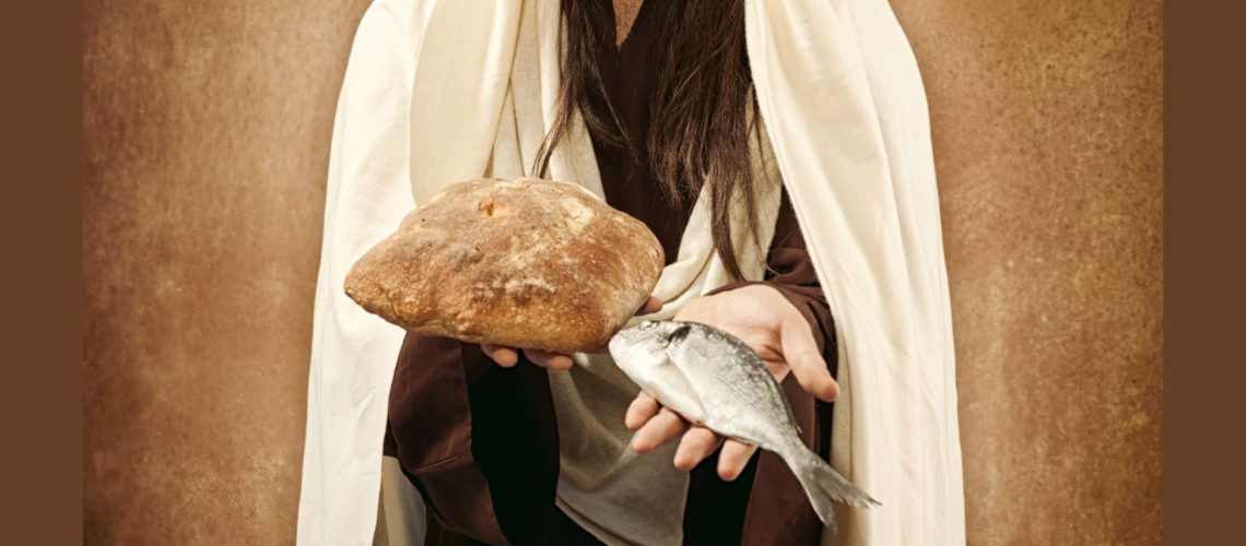 Jesus with bread and fish